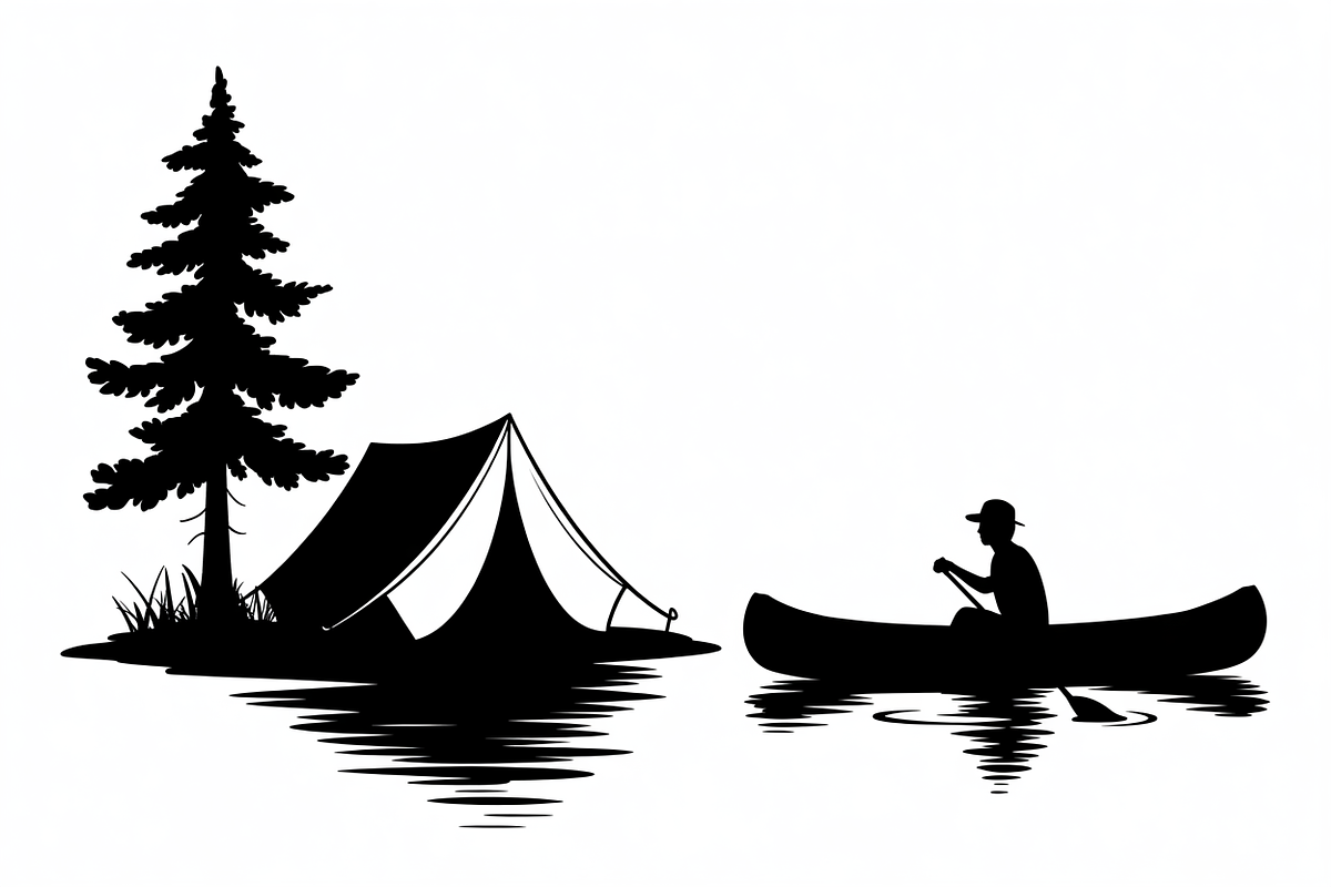 camping and canoe lake vector, an Illustration by Amazin_art (Photo 12 of 17)