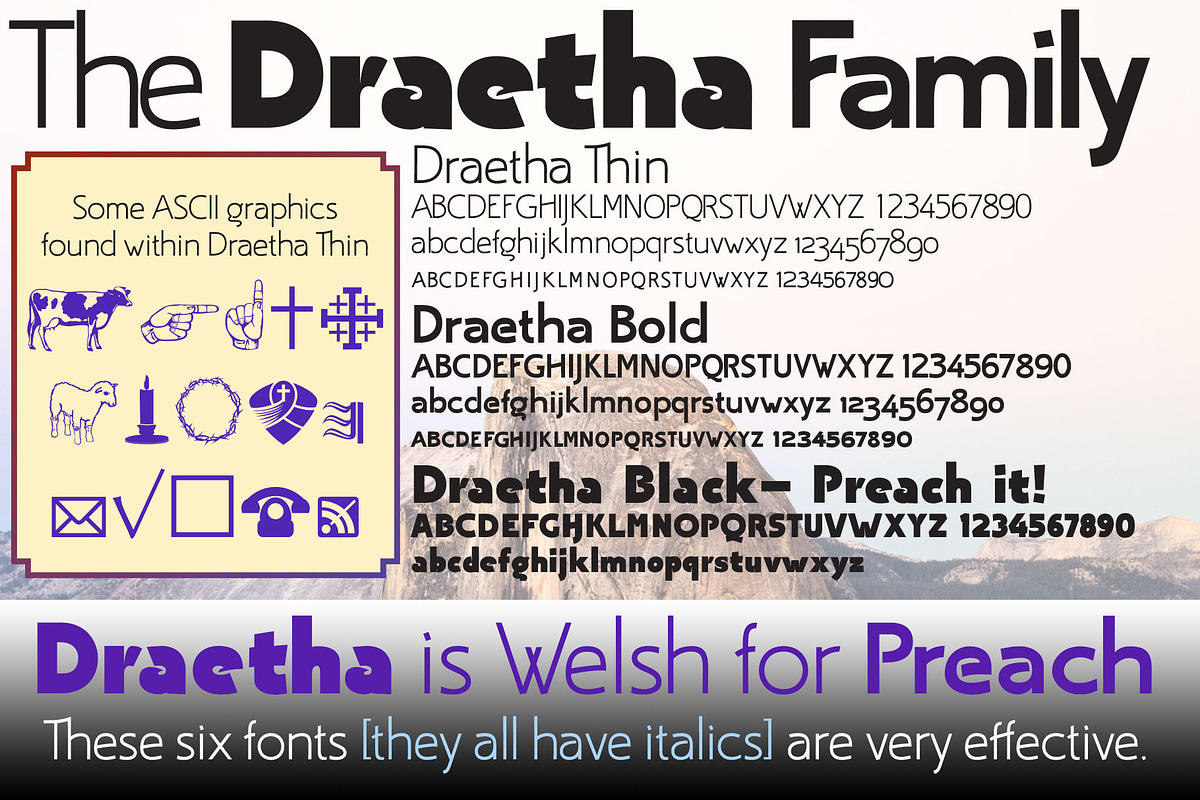 Draetha six strong sans fonts, a Sans Serif Font by Radiqx Press (Photo 1 of 3)
