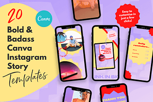 Bright Instagram Story Templates, a Social Media Template by Kurly Creative