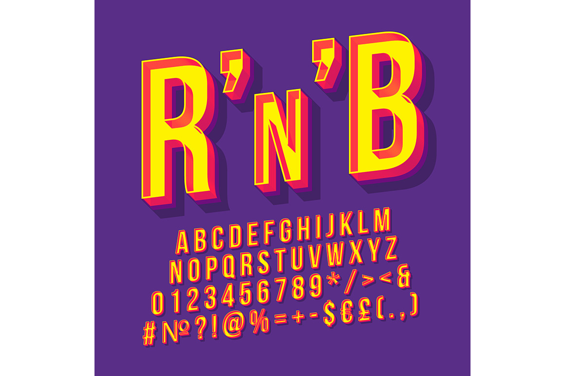 RnB vintage 3d vector lettering, a Templates & Theme by IMG Visuals
