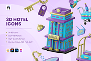 3D Hotel Icons, a Scene 3D Model by Flat Icons (Thumbnail 1 of 8)