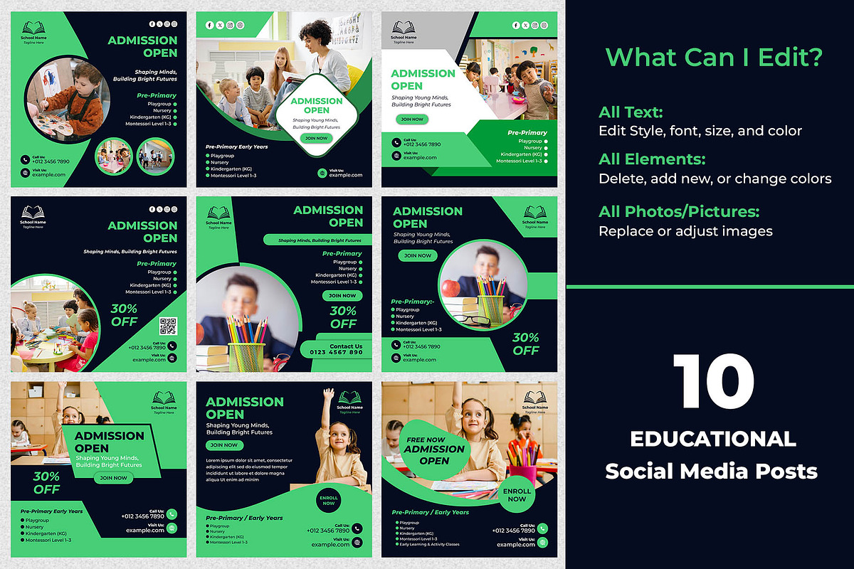 School Editable Instagram Post, a Social Media Template by Mohammad Sarfaraz (Photo 3 of 5)