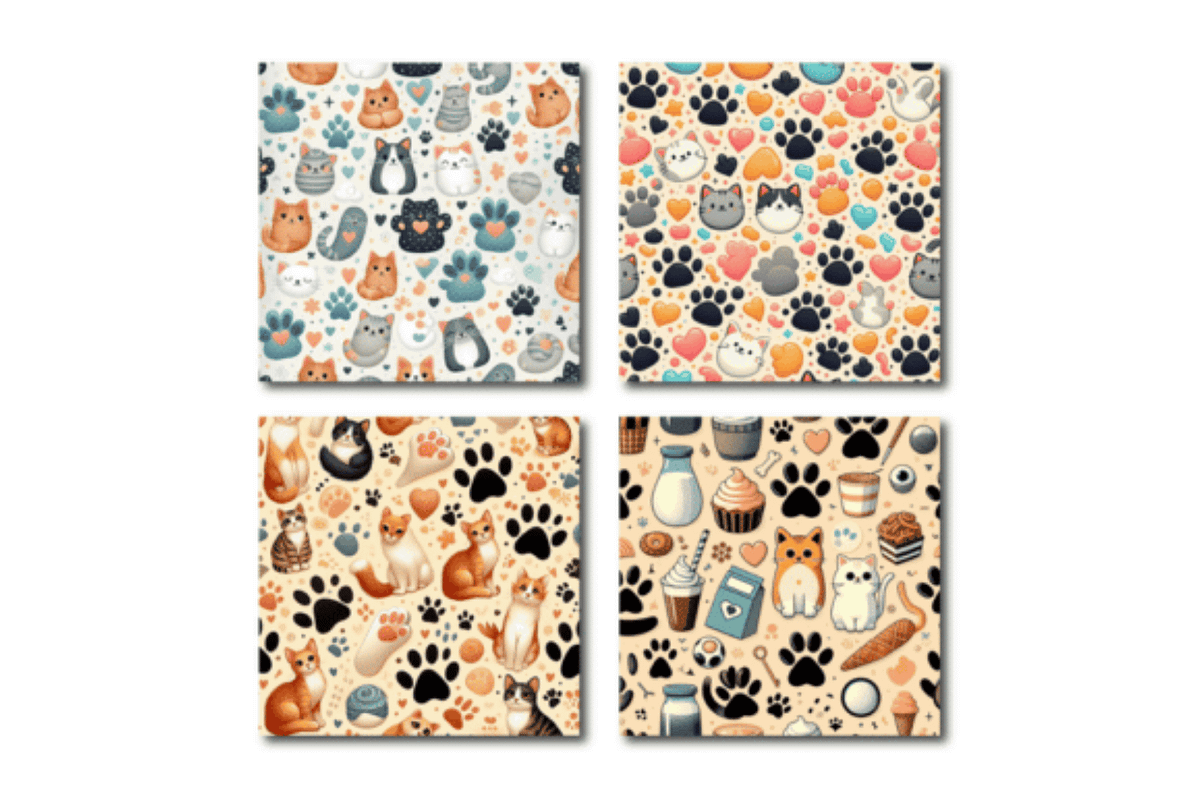 Cat Paw Patterns Digital Papers, a Pattern Graphic by Dizzy Art Studio (Photo 3 of 3)