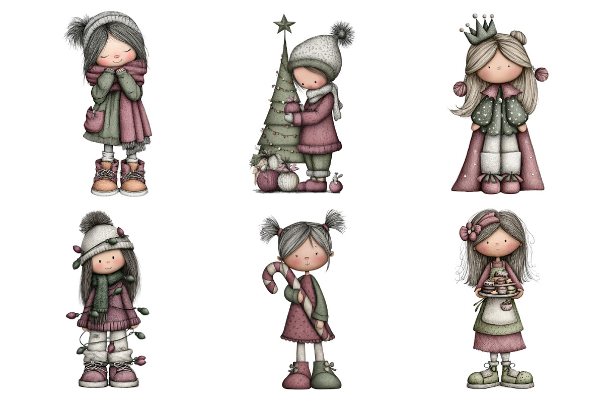 Christmas Little Girl Clipart, an Illustration by Daily.Designs (Photo 5 of 5)