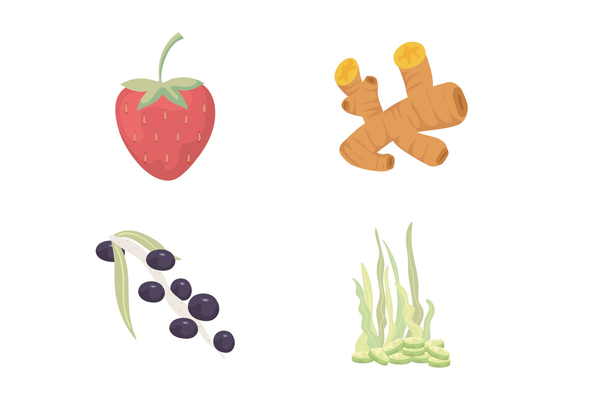 Organic Superfoods Illustration Set, a Food Illustration by studiogstock (Photo 2 of 4)