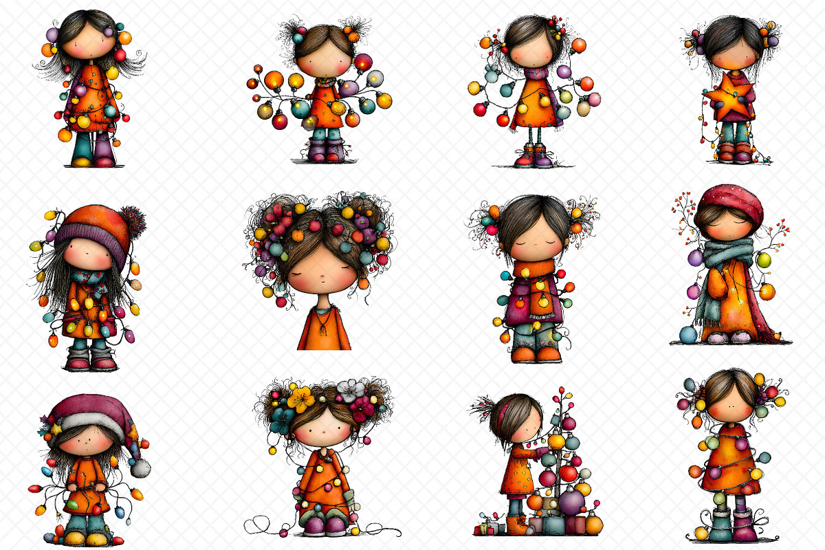 Whimsical Girl Art Cute Christmas Li, an Illustration by cherrydesign (Photo 2 of 3)