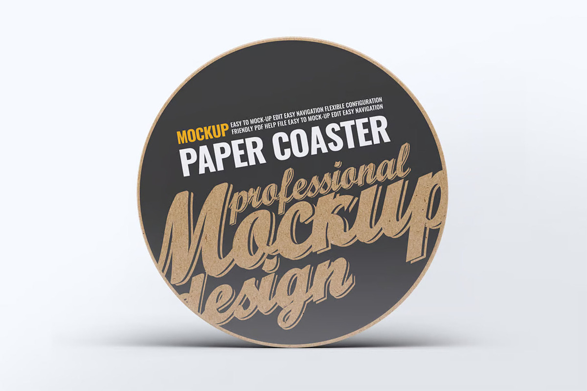 Paper Coaster Mockup, an Advertising Mockup by Hubzway (Photo 4 of 9)