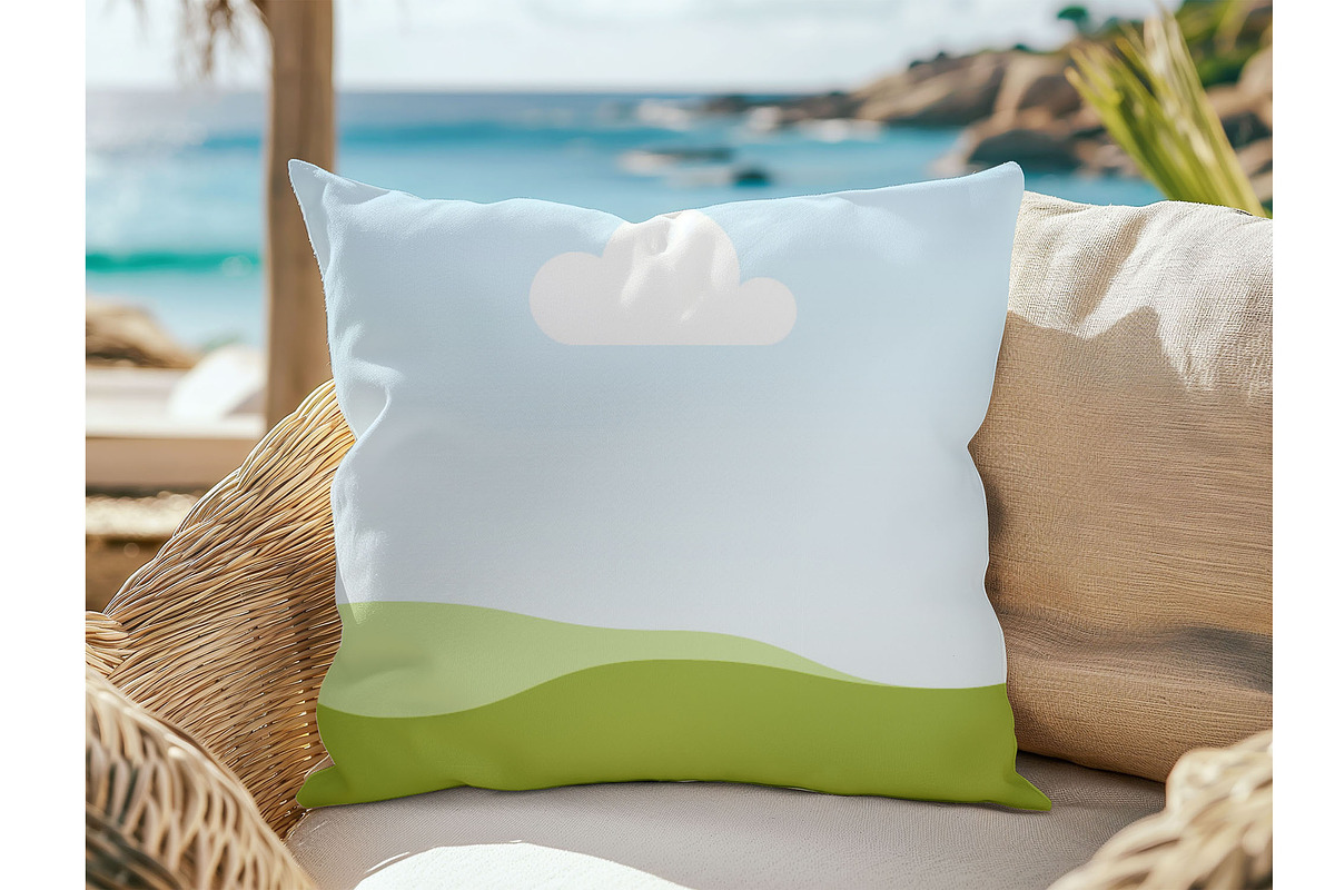 Beach Square Pillow Mockup for Canva, a Household Mockup by NoemieDesigns (Photo 5 of 8)