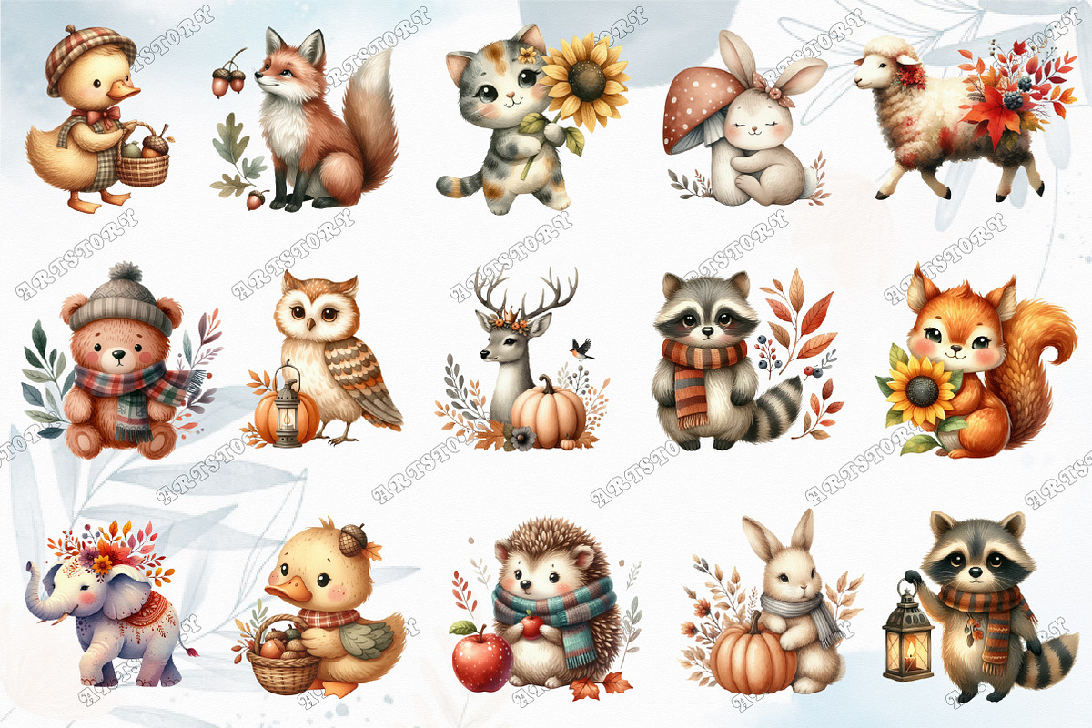 Autumn Animals Clipart, an Illustration by designcity5 (Photo 3 of 5)