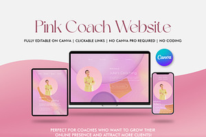Modern Pink Canva Website Template