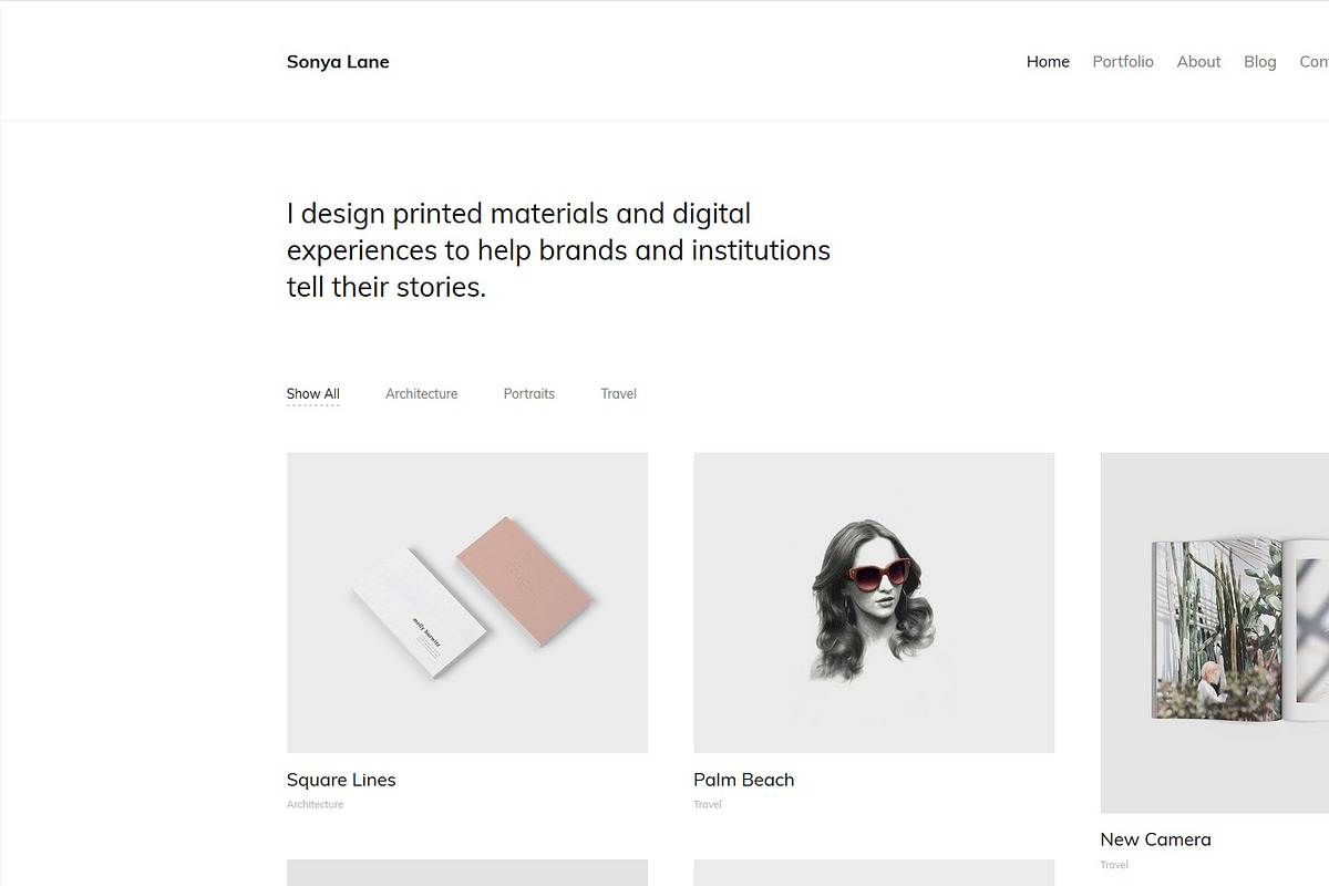 Sonya - Minimal Portfolio WP Theme, a WordPress Template by FastWP