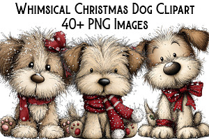 Whimsical Christmas Dog Clipart, an Illustration by Pixels.Craft