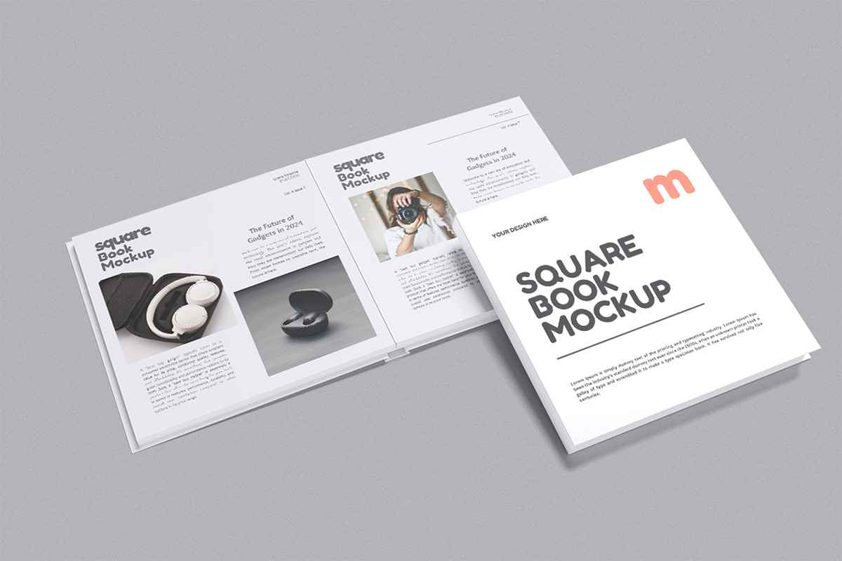 Square Book Mockup, a Books & Magazine Mockup by xavier_studio (Photo 3 of 5)