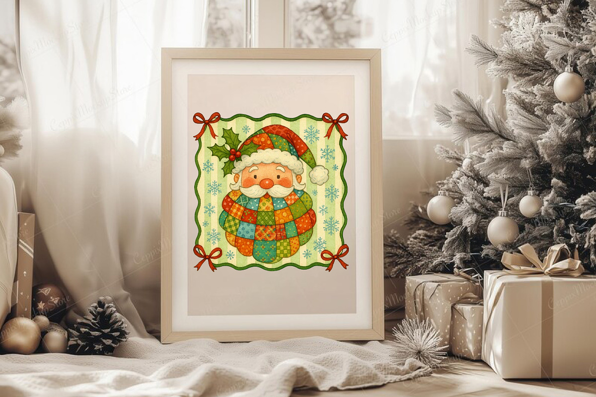 Vintage Santa Claus Face Patchwork P, an Illustration by Libby Wishes (Photo 3 of 8)