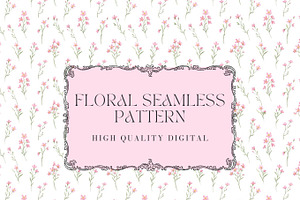 Pink Floral Seamless Digital Paper, a Decorative Illustration by Arslan