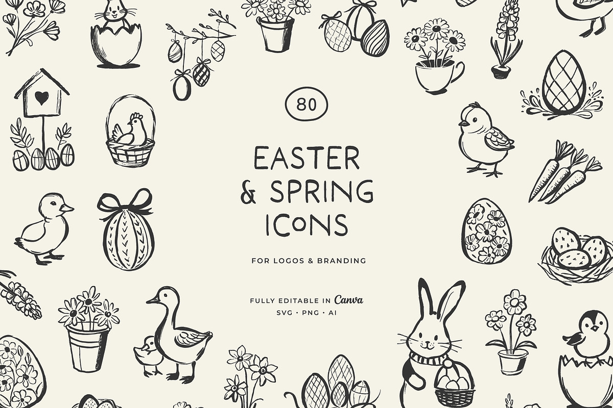 EASTER line art illustrations, a Seasonal Illustration by Crocus Paperi (Photo 1 of 4)