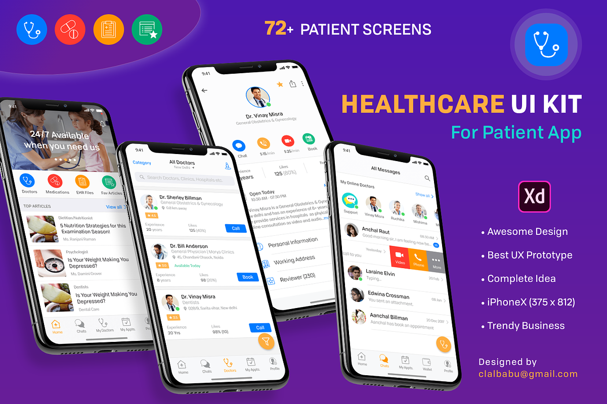 Healthcare Patient UI KIT, an App Template by UX Design Master (Photo 1 of 14)