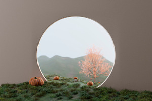 Pumpkin field behind wall autumn, a Nature Photo by hitdelight