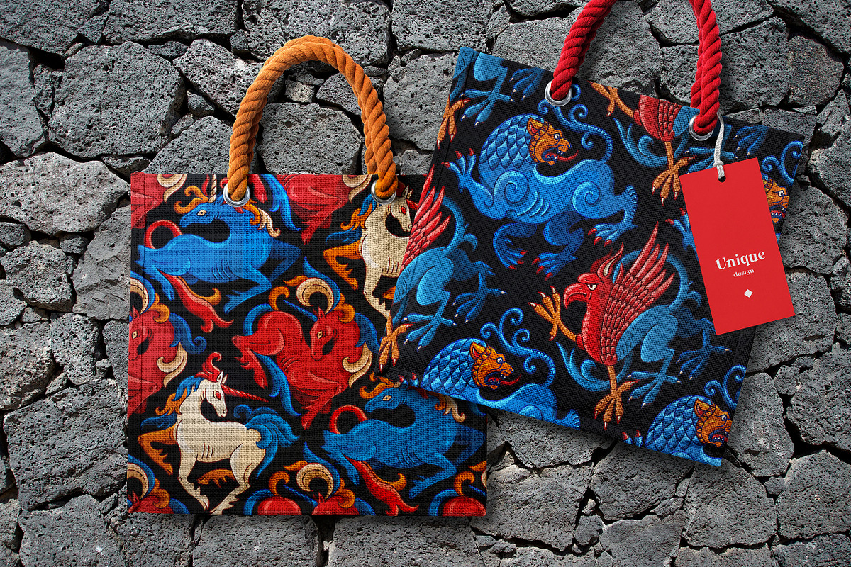 Fantastic beasts. Medieval tale, a Pattern Graphic by OlgaSoi007 (Photo 9 of 16)