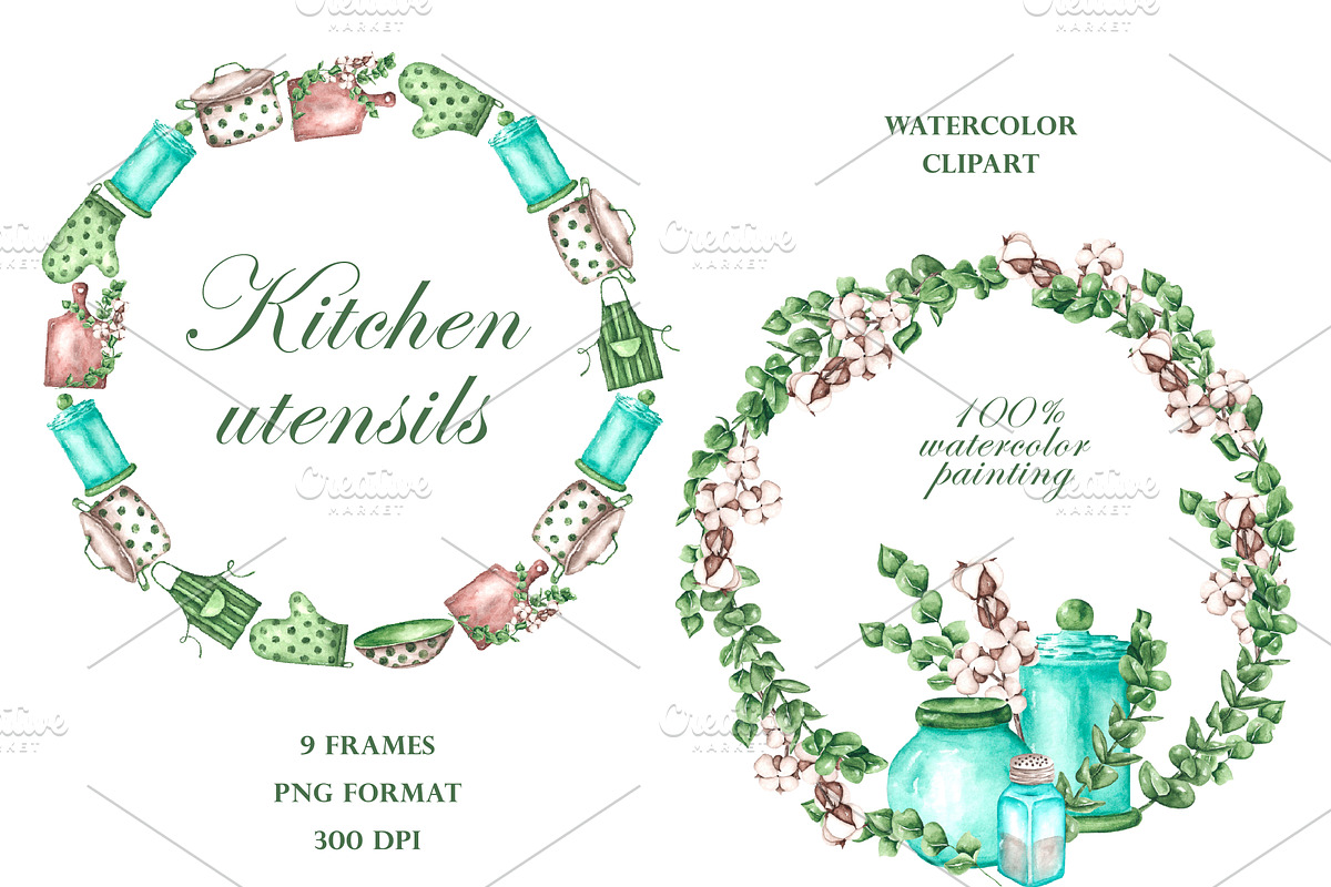 Kitchen watercolor set. Cookbook, an Illustration by SabinaWatercolorArt (Photo 10 of 16)