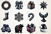 Black Christmas Clipart Set, an Illustration by RobertsArt (Thumbnail 3 of 4)