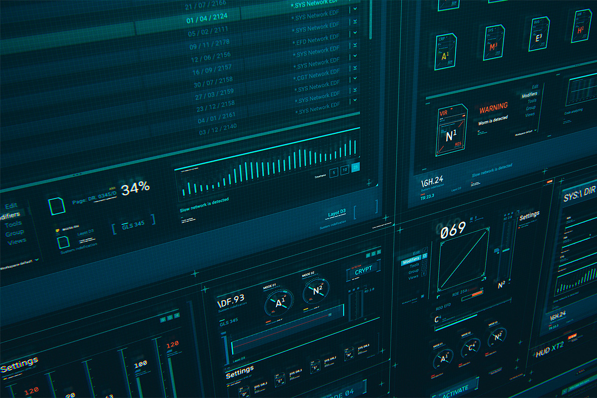 Futuristic HUD Interface UI XT2, an UI Kit Template by TITO (Photo 3 of 5)