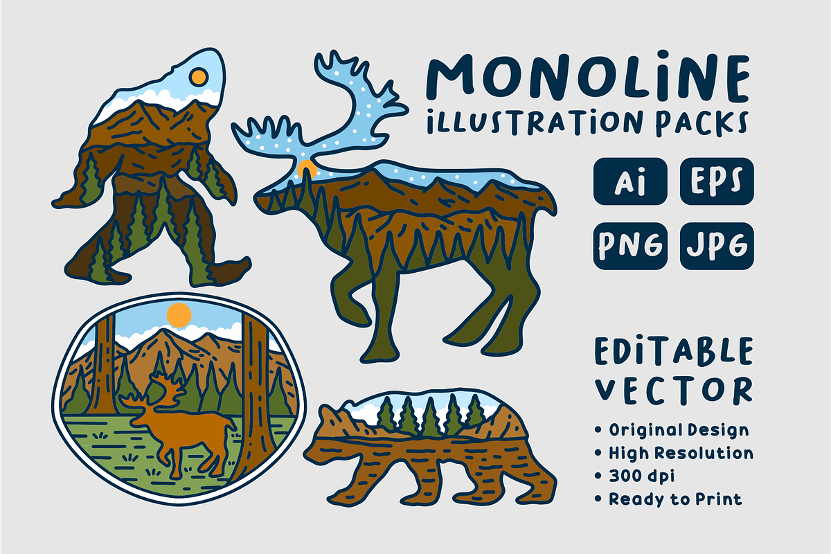 MONOLINE OUTDOORS ILLUSTRATION PACKS, an Illustration by Ngaula Std. (Photo 1 of 3)