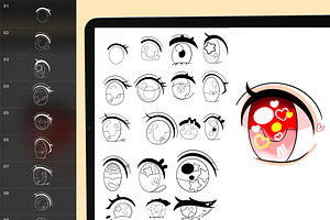 220 Procreate Anime Eye Stamps