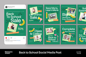 Green Back to School Instagram Post, a Social Media Template by Neermana