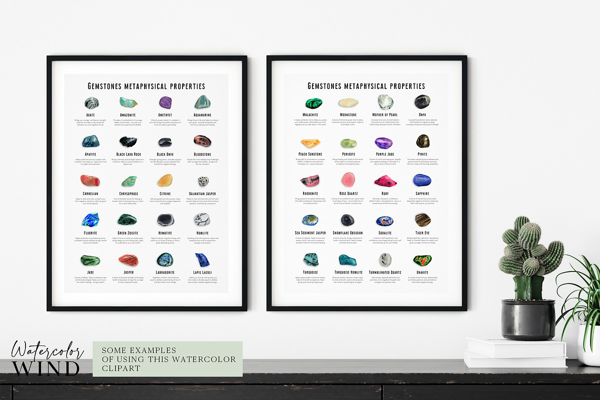 Watercolor gemstone clipart, an Illustration by Ksenia Shmakova (Photo 12 of 13)