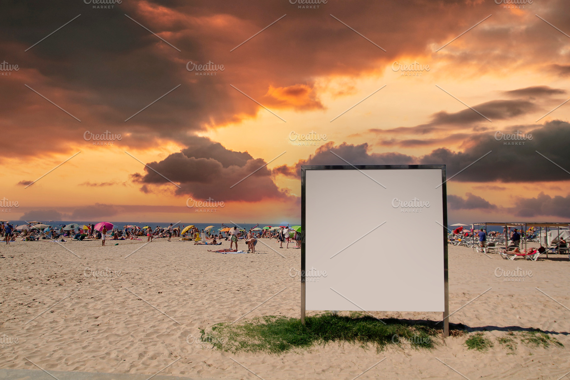 Blank billboard in the beach, a Business Photo by aagafapaperiapunta