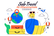 10 Solo Travel Vector Illustration, a Person Illustration by denayunebgt (Thumbnail 1 of 4)