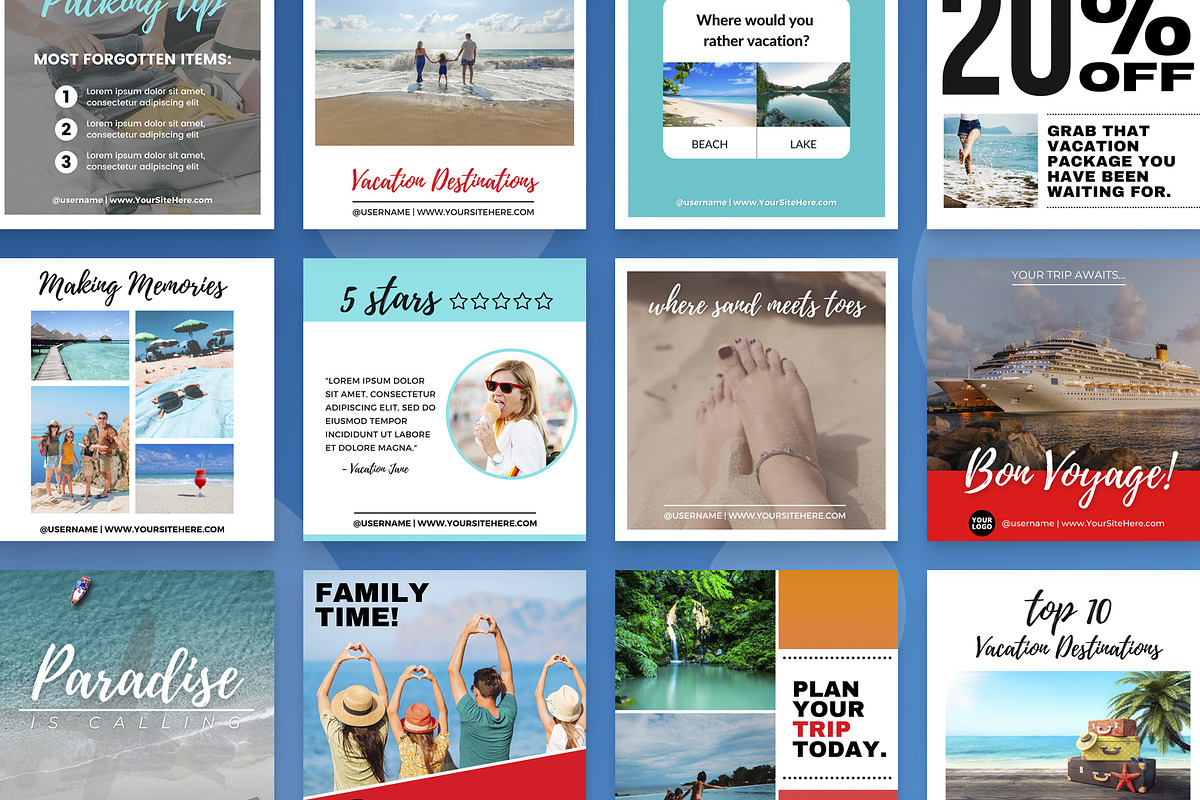Travel Canva Instagram Pack, a Social Media Template by Mike Brennan Art & Design (Photo 2 of 3)