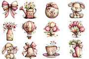 Pink Cottagecore Easter Day Clipart, an Illustration by Designworld (Thumbnail 3 of 5)