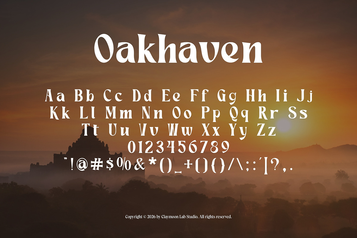 Oakhaven — Bold Retro Luxury Serif, a Serif Font by Claymoon Lab (Photo 2 of 7)