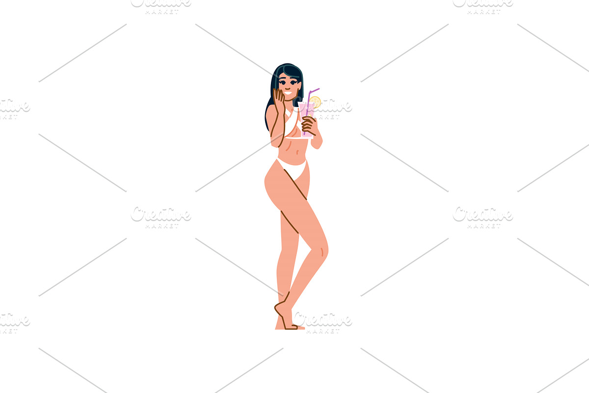 Beautiful woman wearing white bikini, a Person Illustration by pikepicture