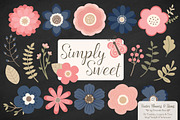Navy & Blush Flowers Clipart, an Illustration by Amanda Ilkov (Thumbnail 2 of 4)
