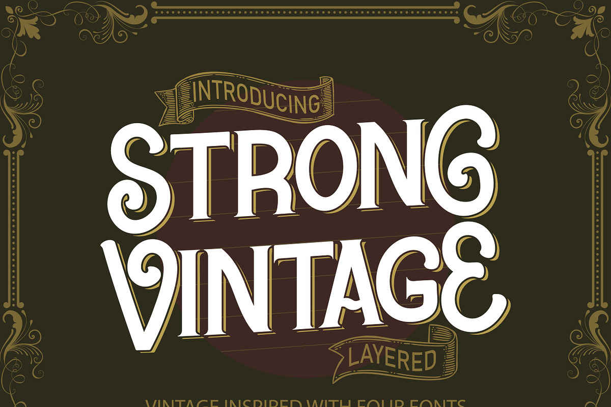 Strong Vintage | Serif Font Family, a Serif Font by MaxArt Foundry (Photo 1 of 9)
