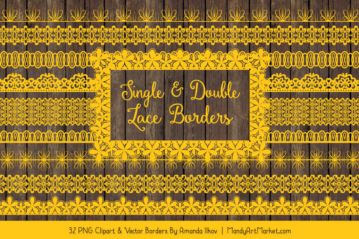 Yellow Lace Clipart Borders, an Illustration by Amanda Ilkov (Photo 5 of 5)