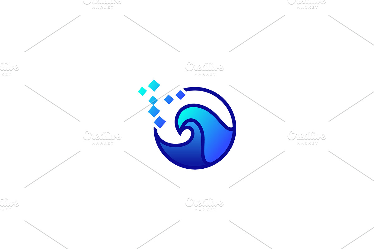 Water Wave Logo Pixel Technology, a Branding & Logo Template by Design Store (Photo 1 of 2)
