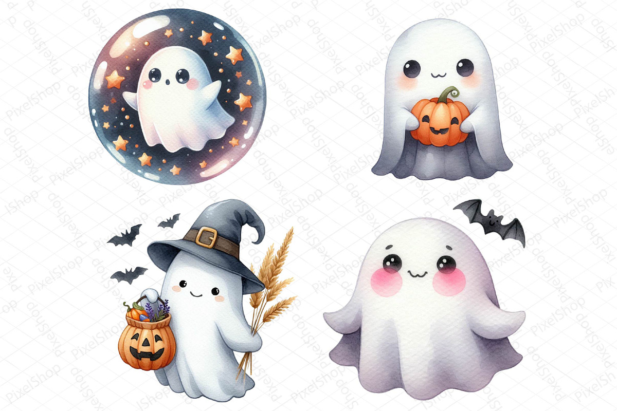 Halloween Clipart Cute Spooky Ghost, an Illustration by DreamPrint404 (Photo 3 of 4)