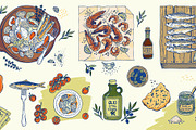 Hand drawn mediterranean seafood, a Food Illustration by Zimages (Thumbnail 2 of 3)