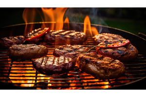 pork meat food background ai, a Food & Drink Photo by pikepicture