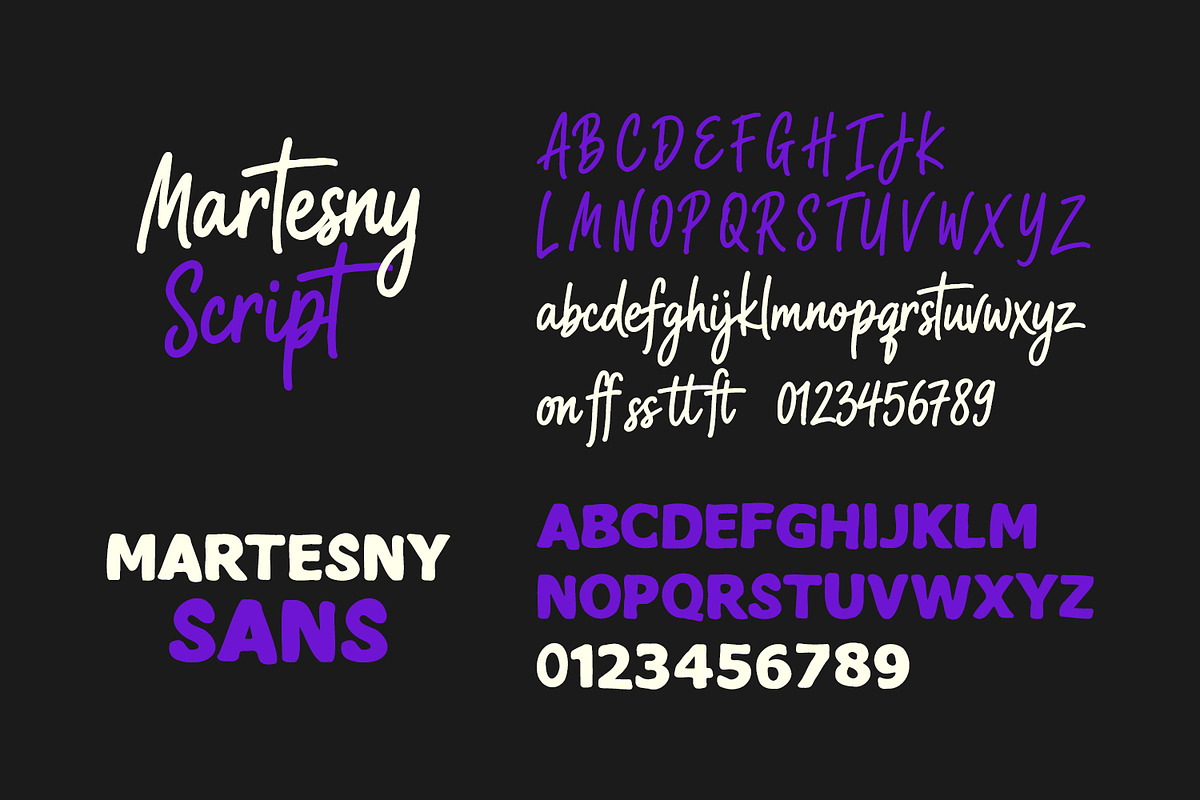 Martesny Playful Script Sans Duo, a Script Font by Maulana Creative (Photo 6 of 7)