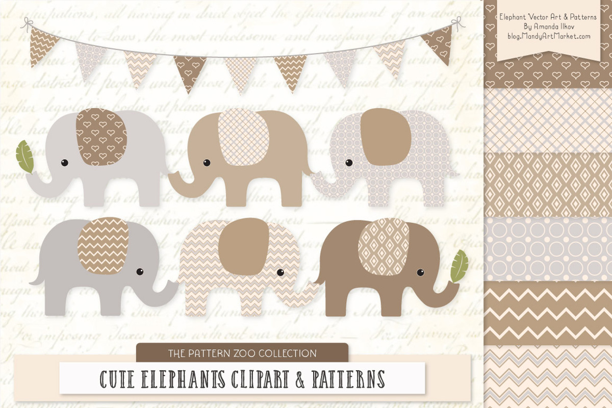 Champagne Elephant Clipart, an Illustration by Amanda Ilkov (Photo 1 of 4)