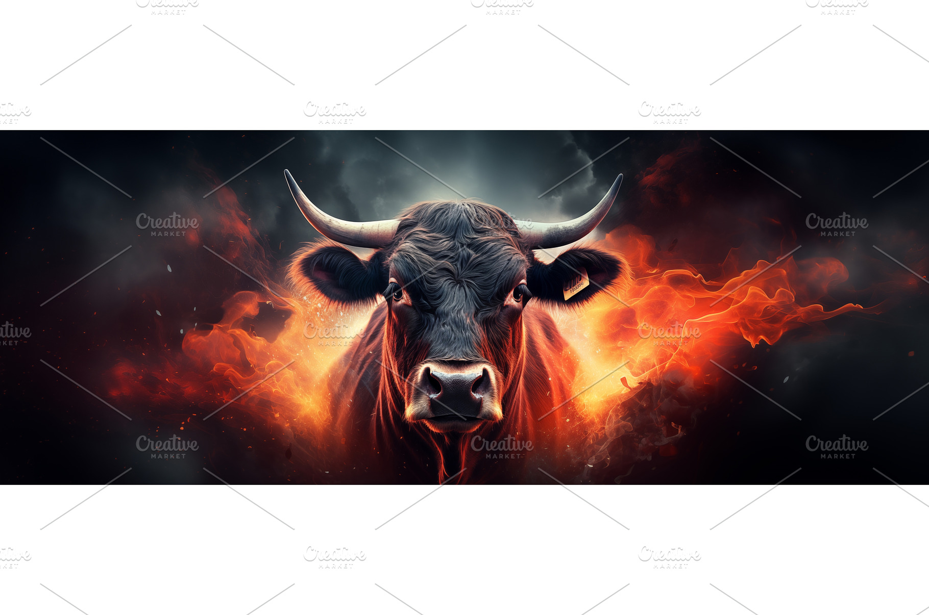 Bull Head on a Fire Background, an Animal Photo by BazziBa♥