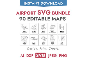 Airport Maps Bundle SVG Vector Files