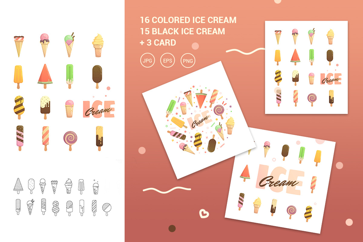 Set of Ice Cream Style Flat, a Food Illustration by Fay_Francevna (Photo 3 of 4)