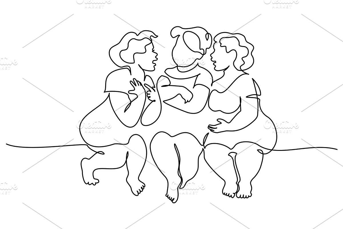 Three women talking emotionally, a Person Illustration by Valenty