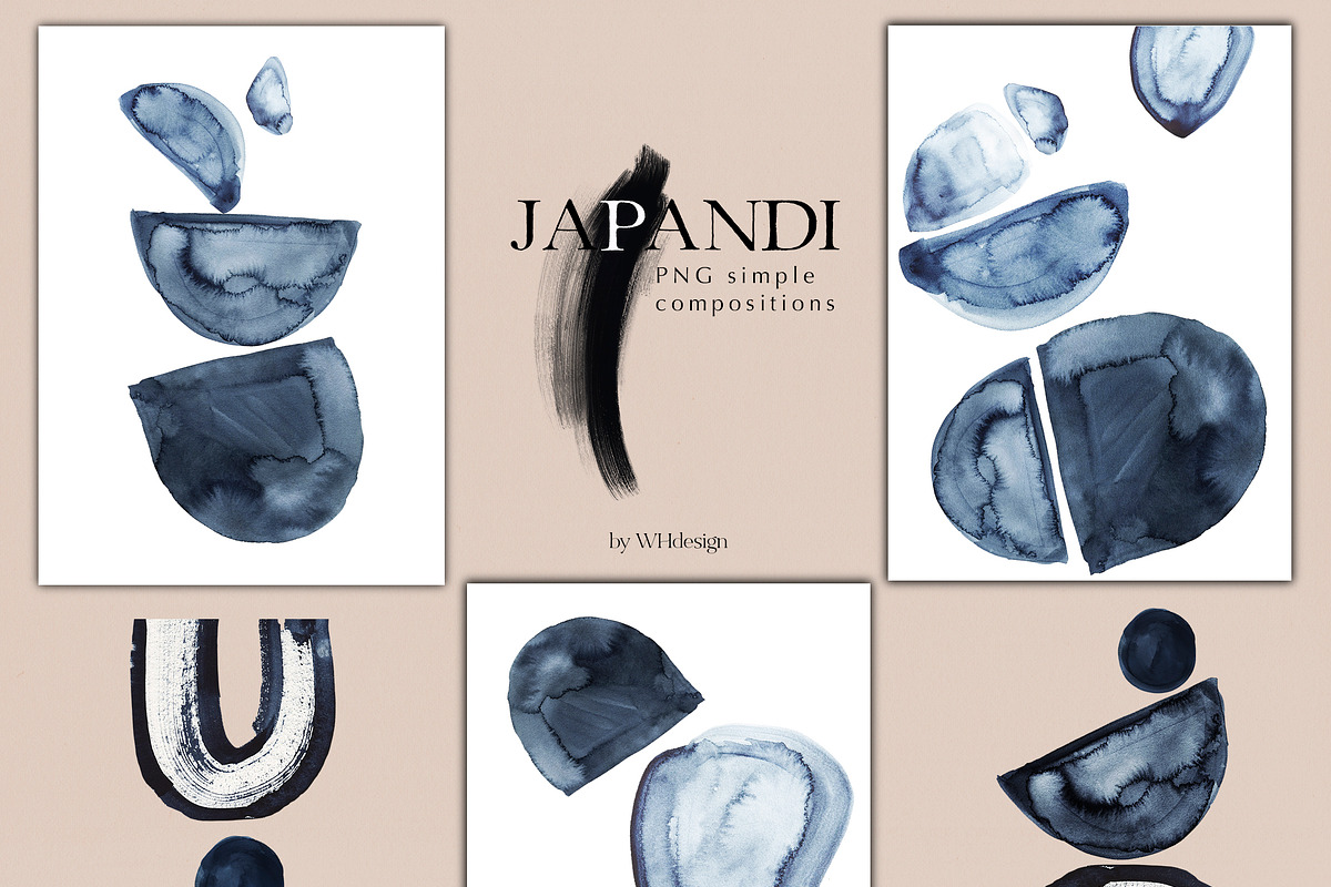 Japandi Abstract Watercolor Clip Art, a Decorative Illustration by whiteheartdesign (Photo 9 of 24)